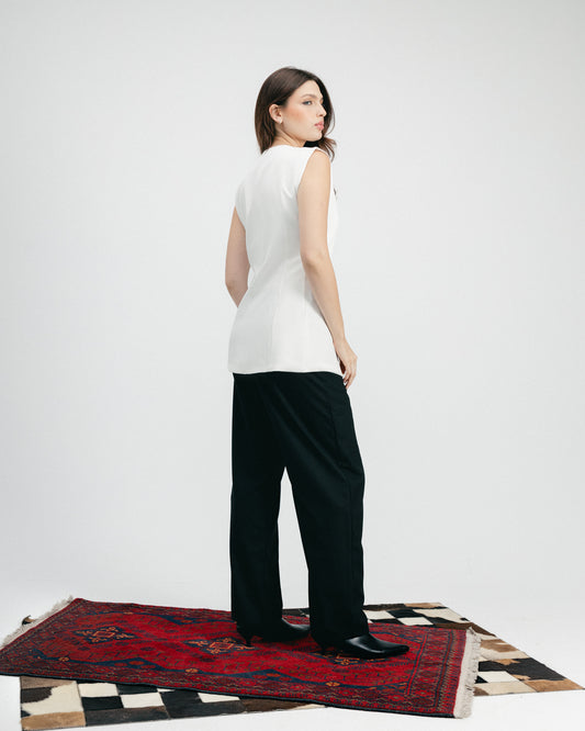 White Fitted Button Vest