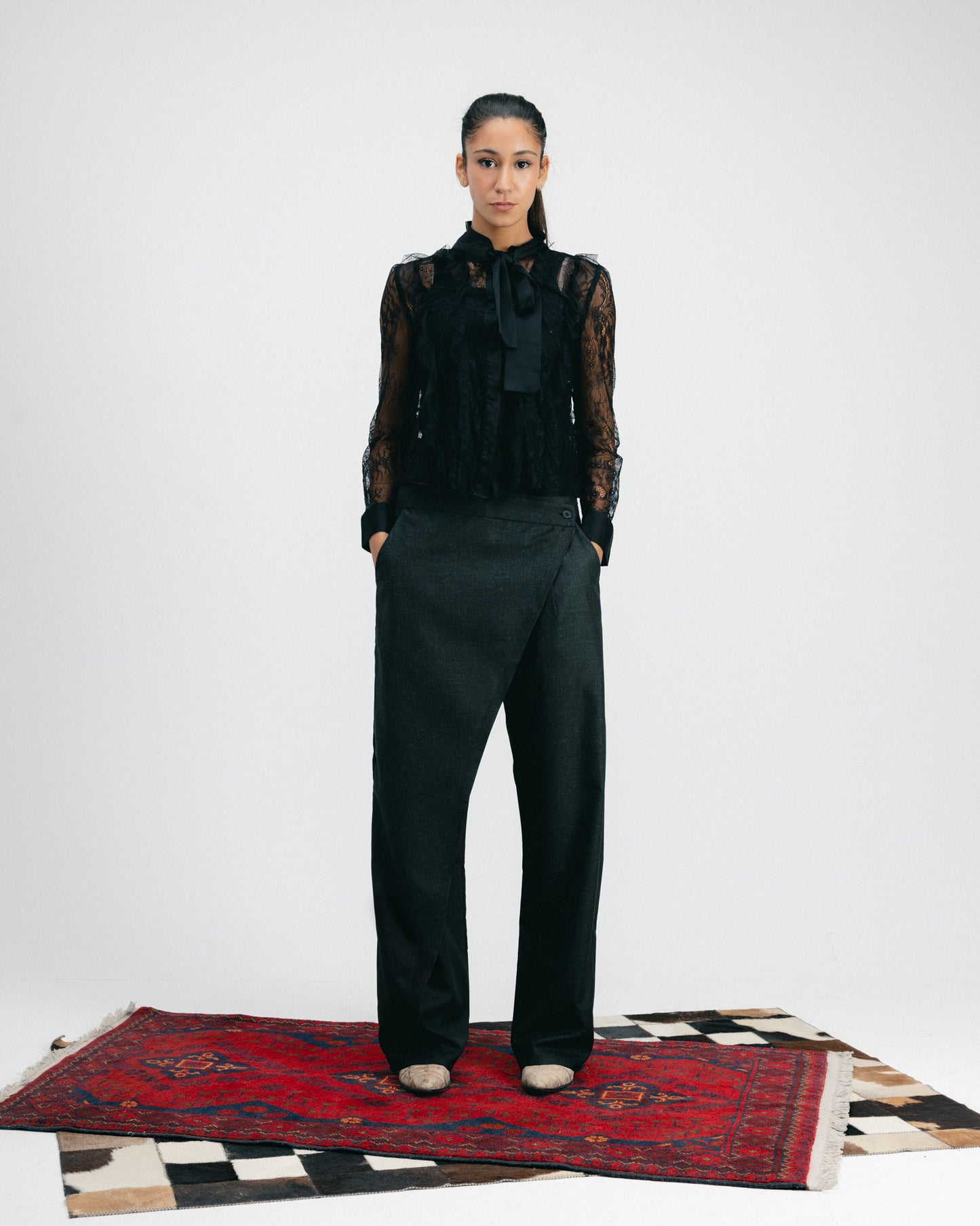 Grey Wraparound Trousers