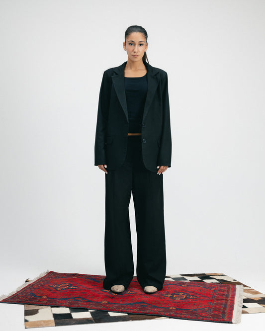 Black Belted Oversized Blazer