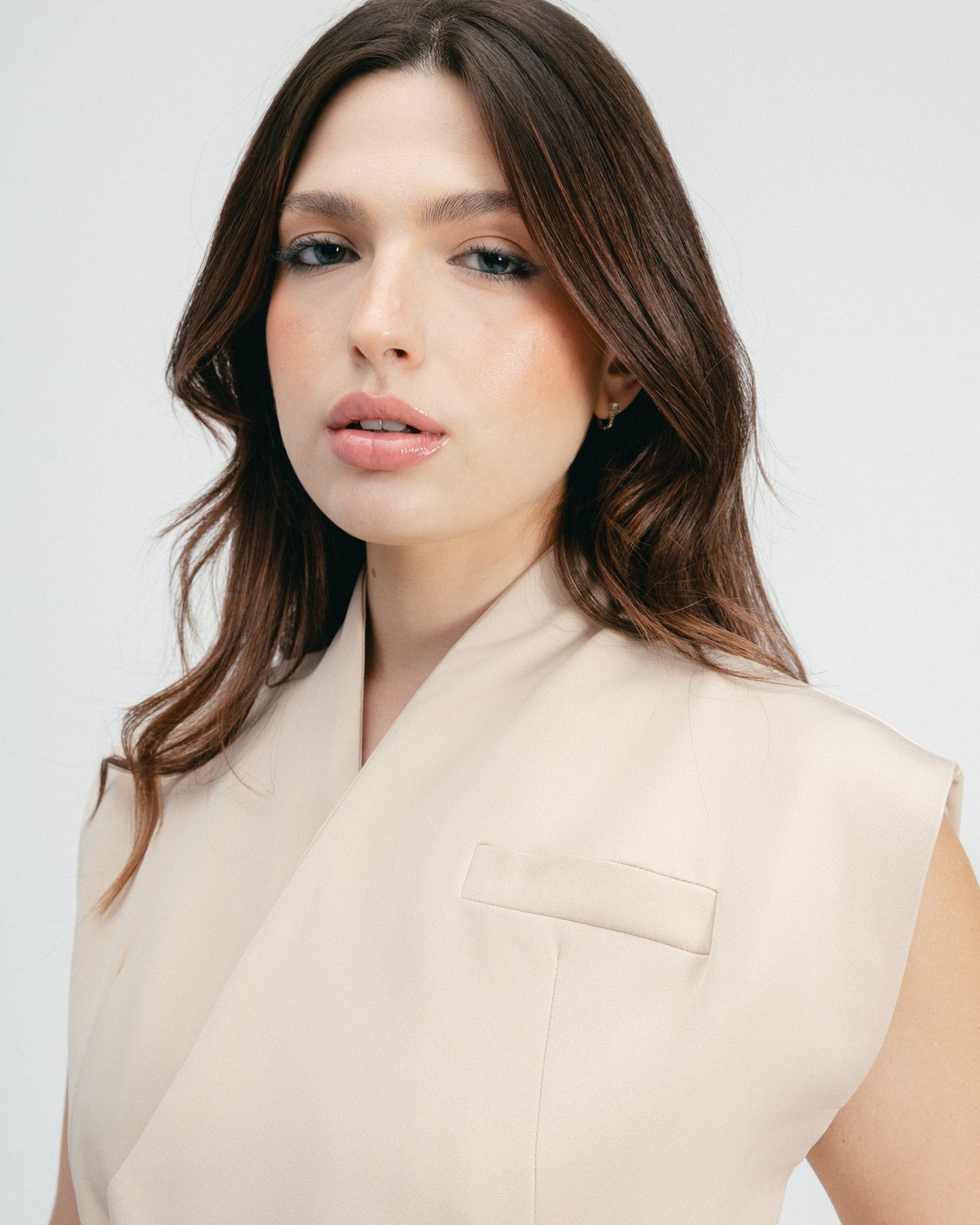 Beige Tie Waist Vest