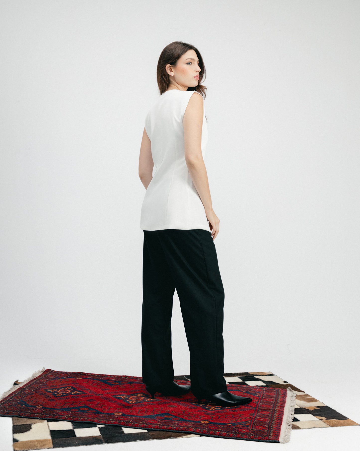 White Fitted Button Vest