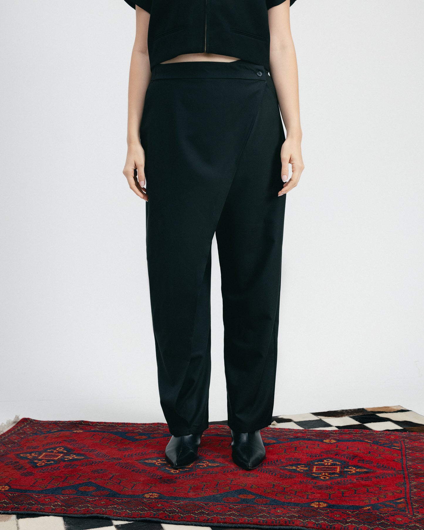 Black Wraparound Trousers