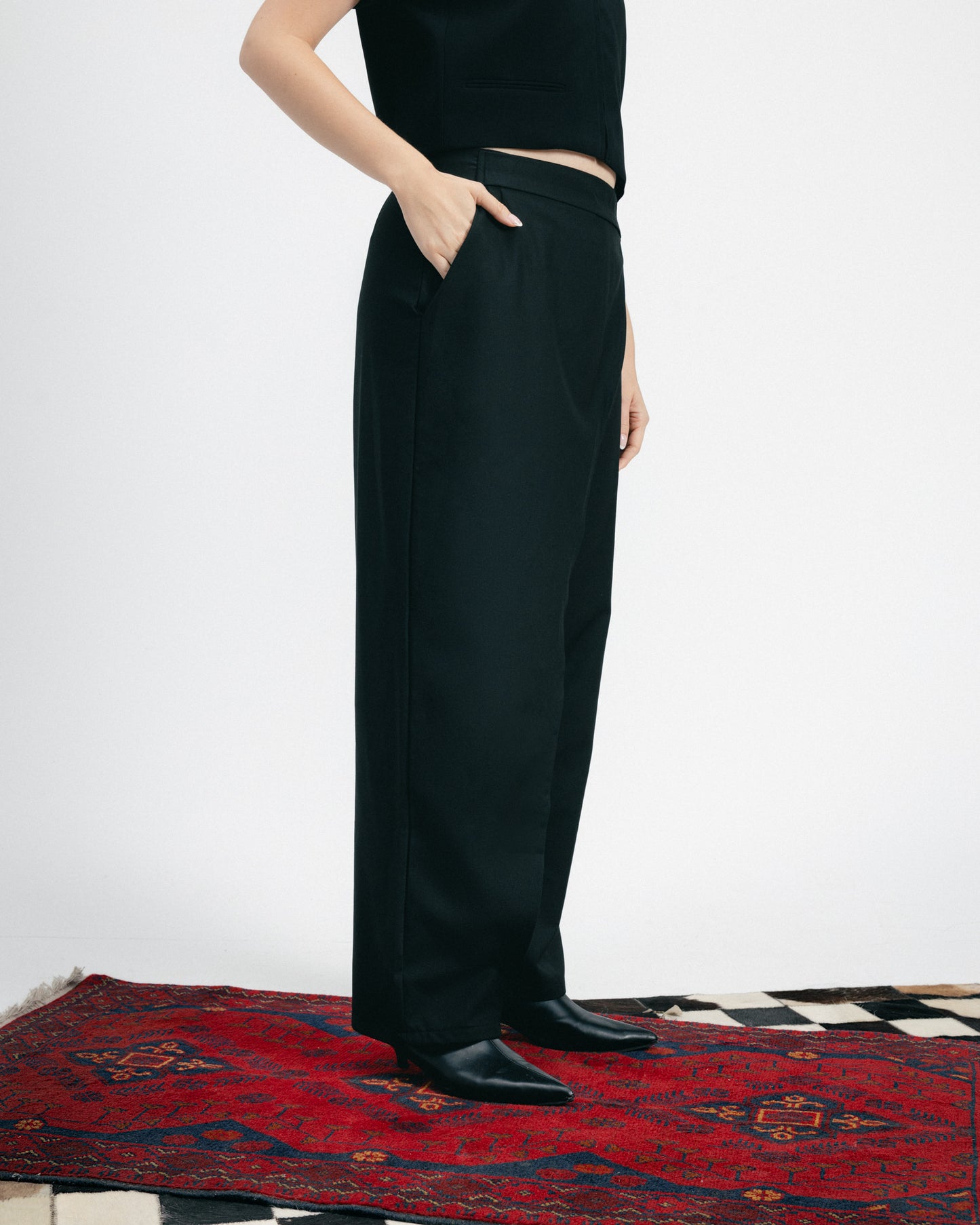 Black Wraparound Trousers