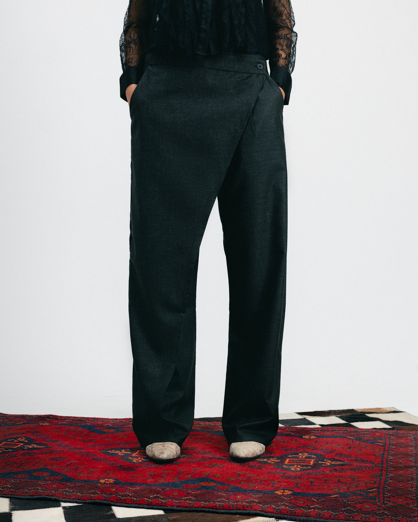 Grey Wraparound Trousers