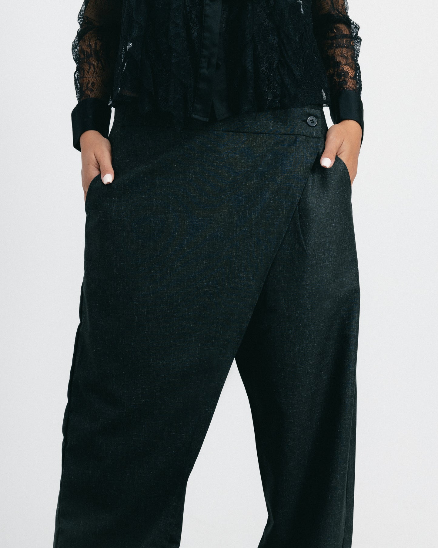 Grey Wraparound Trousers