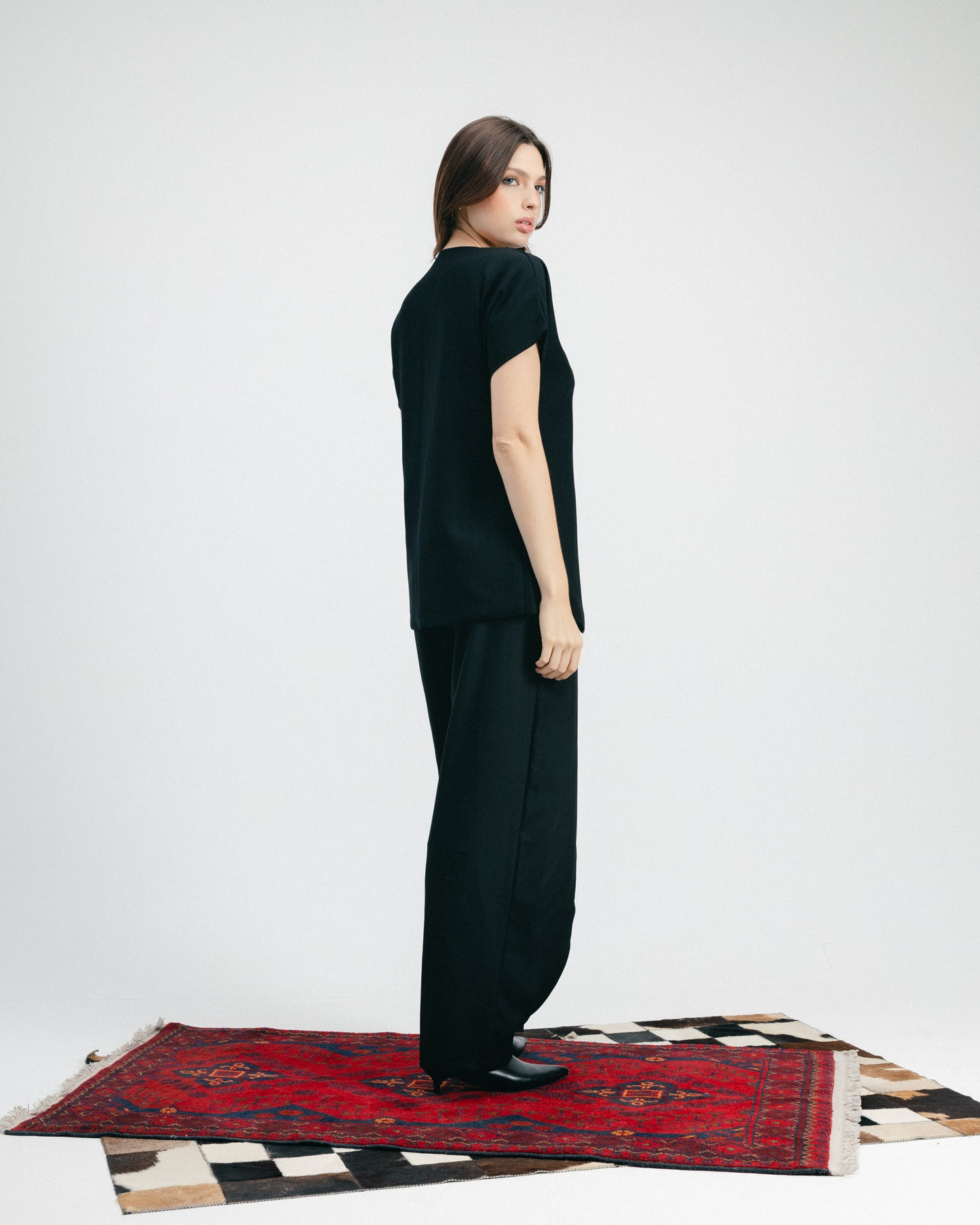 Black Classic Button Top