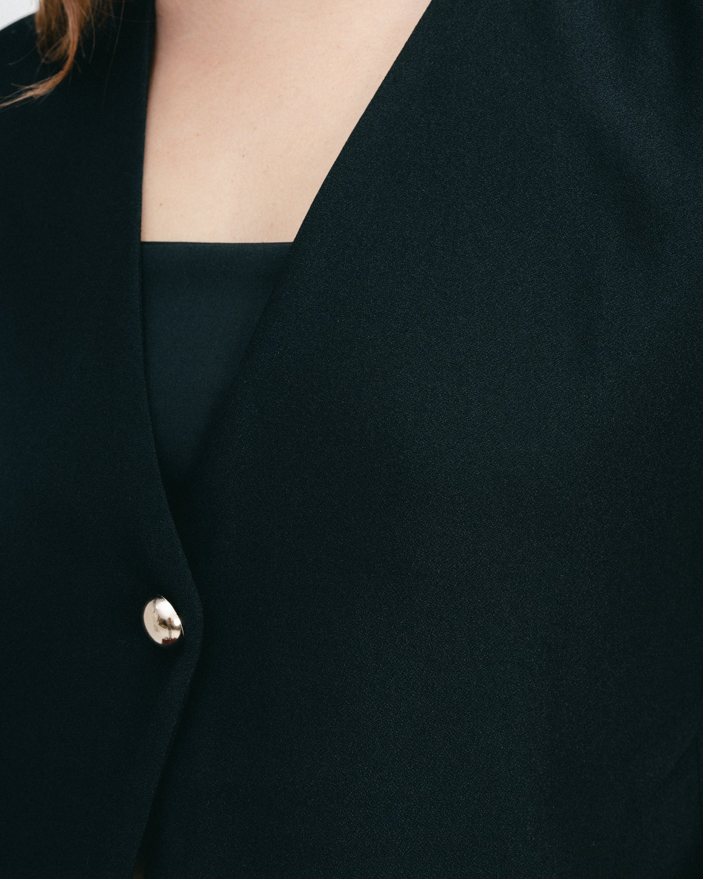 Black Classic Button Top
