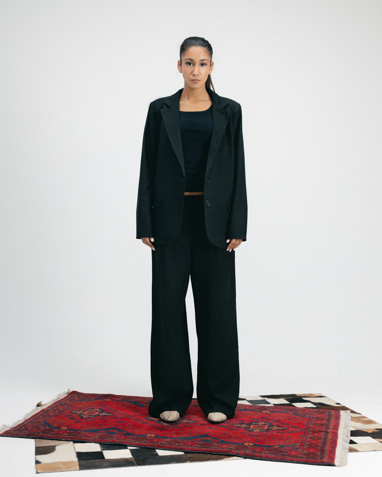 Black Belted Oversized Blazer