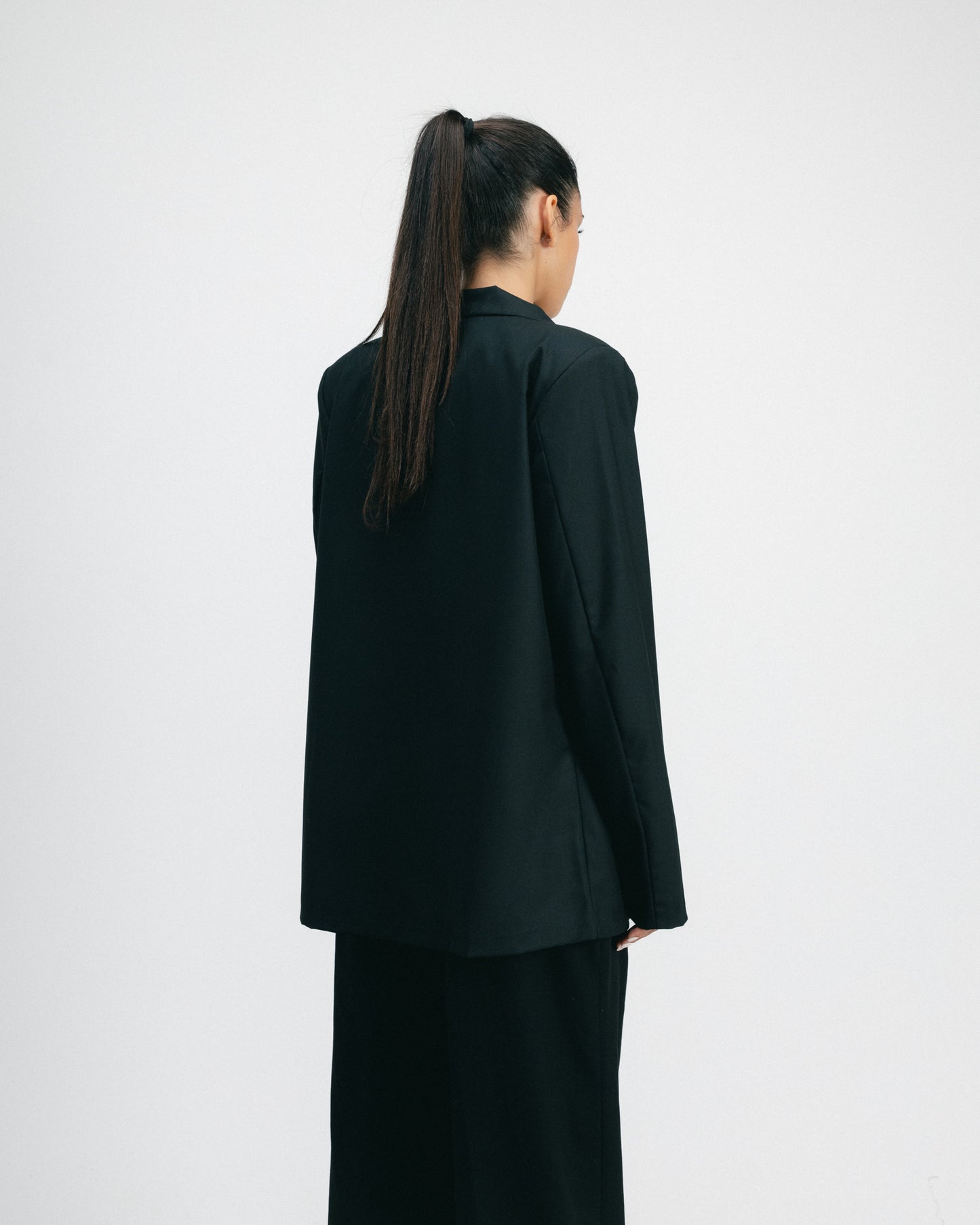 Black Belted Oversized Blazer